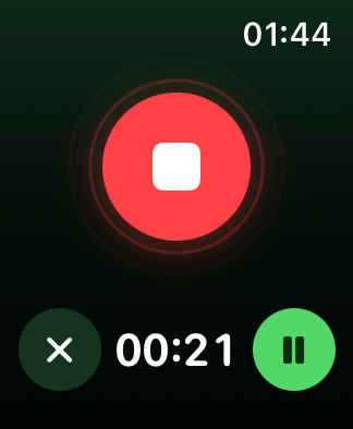 正在录音,显示时长与停止、取消